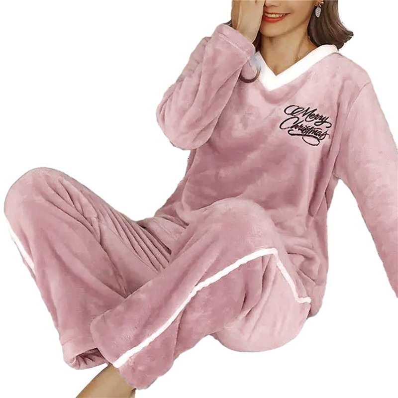 Thickened Warm And Comfortable Pajamas For Women'S Winter Long