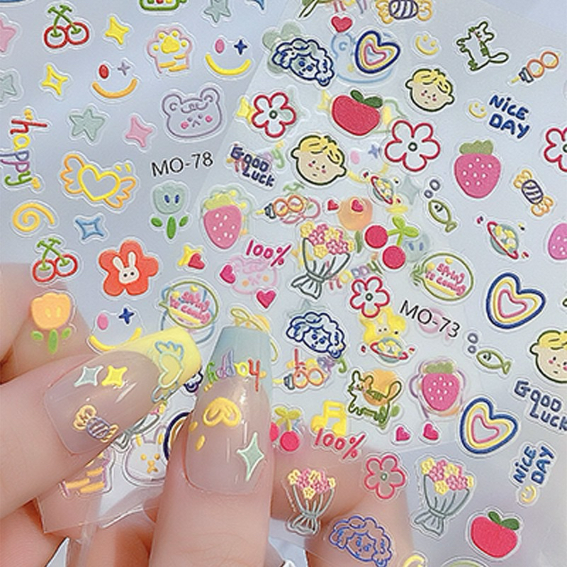 Nail sticker hình dán móng nail gấᴜ loopy mới nhiều mẫu cute