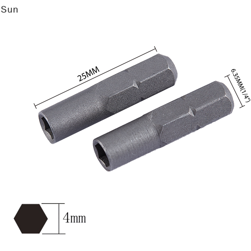 Sun Bộ chuyển đổi mũi tua vít Bộ chuyển đổi đầu chèn Micro 6.35mm 1/4 "sang đầu giữ lục giác 4mm