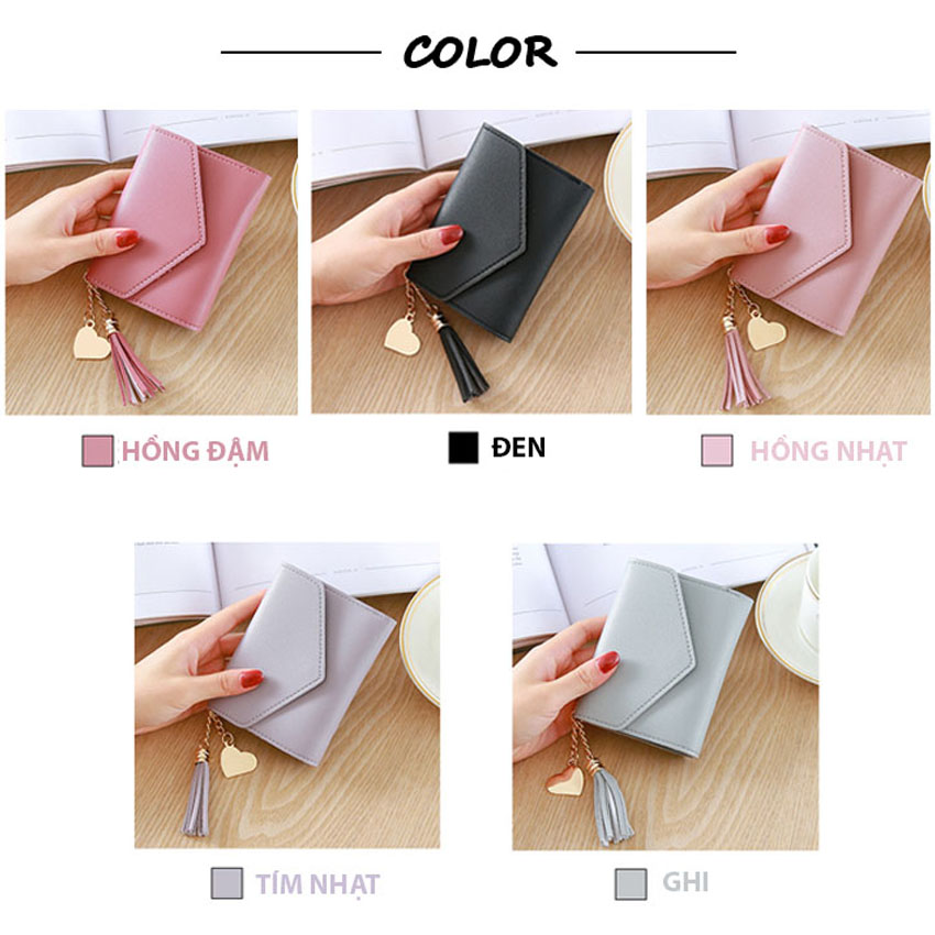 Ví bóp nữ mini tua rua hiện đại