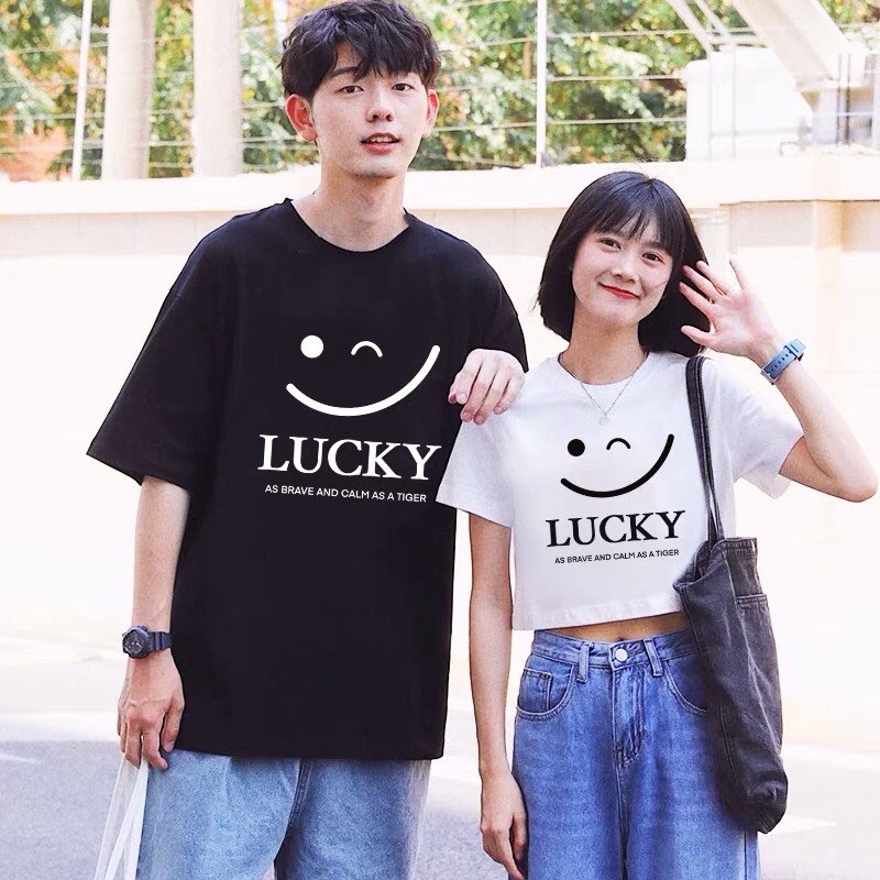 Áo đôi mặt cười cltop+ áo phông lucky siêu hit hót