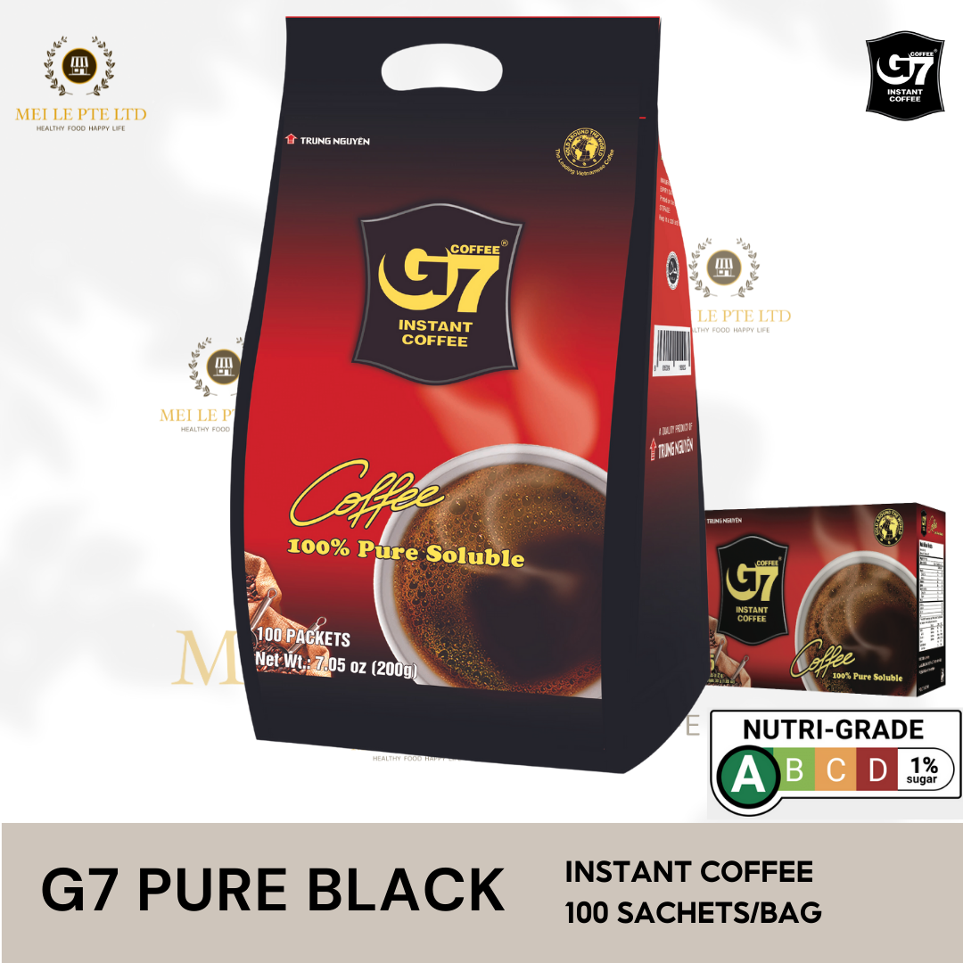 G7 Pure black Instant Coffee. 100 sachets x 2g (200g/bag) Kopi 'O