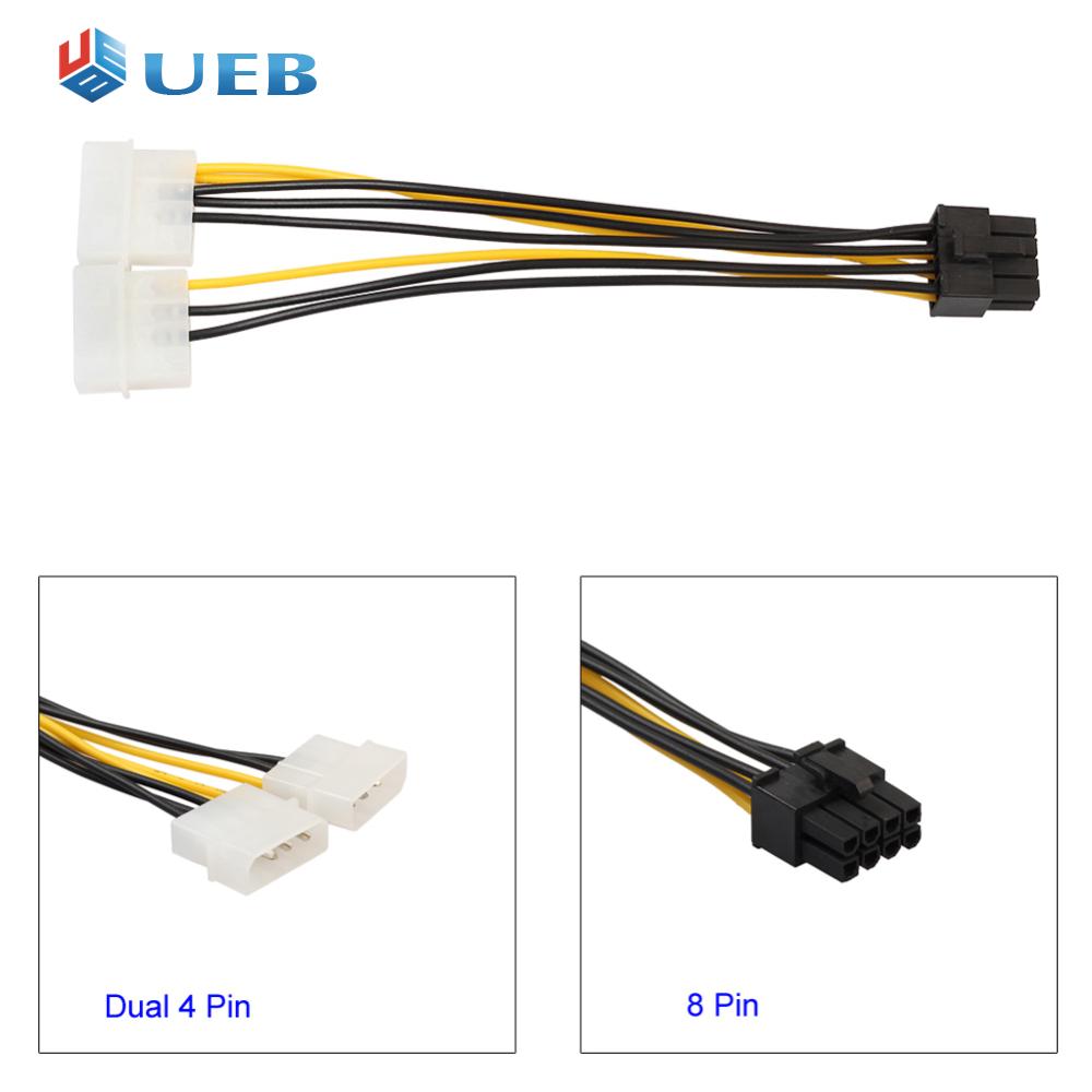 18cm 8 Pin to Dual 4 Pin Graphics Video Card Power Cord Adapter Cable