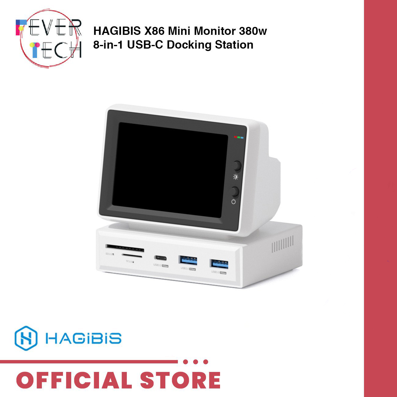 HAGIBIS X86 Mini Monitor 380w 8-in-1 USB-C Docking Station