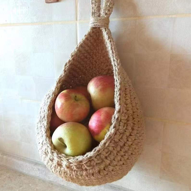 Vegetable basket Kitchen storage basket Hand-crocheted wall-mounted fruit and vegetable flower basket