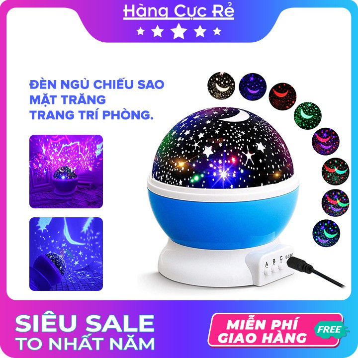 Đèn xoay bầu trời trăng sao, Đèn ngủ chiếu sáng hình bầu trời đầy sao lấp lánh sáng tạo..