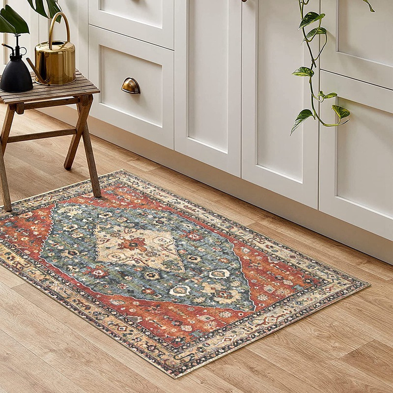 O7Distressed Entryway Rug Doormat Bohemian Faux Wool Floor Carpet for ...