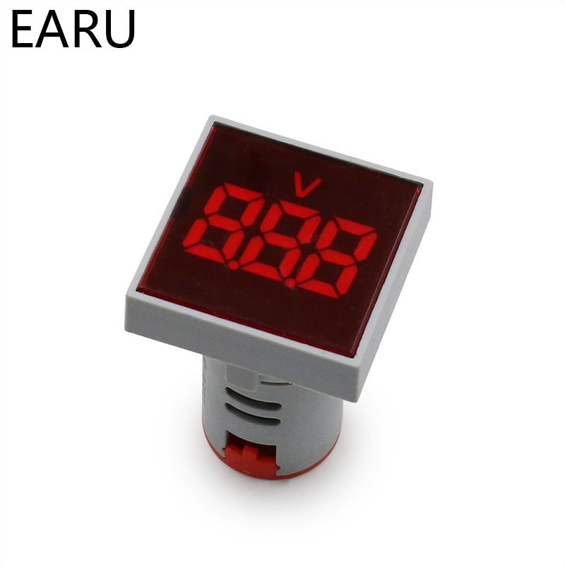 22mm Square Diy Mini Digital Voltmeter Ac 12-500v Volt Voltage Tester Meter Power Led Indicator Pilot Lamp Display. 