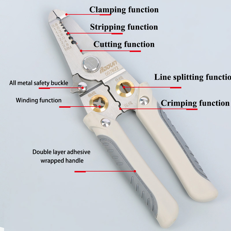 Multi-function wire stripping pliers 7 inch diagonal mouth pliers wire cutting wire stripping pliers electrician cable stripping pliers