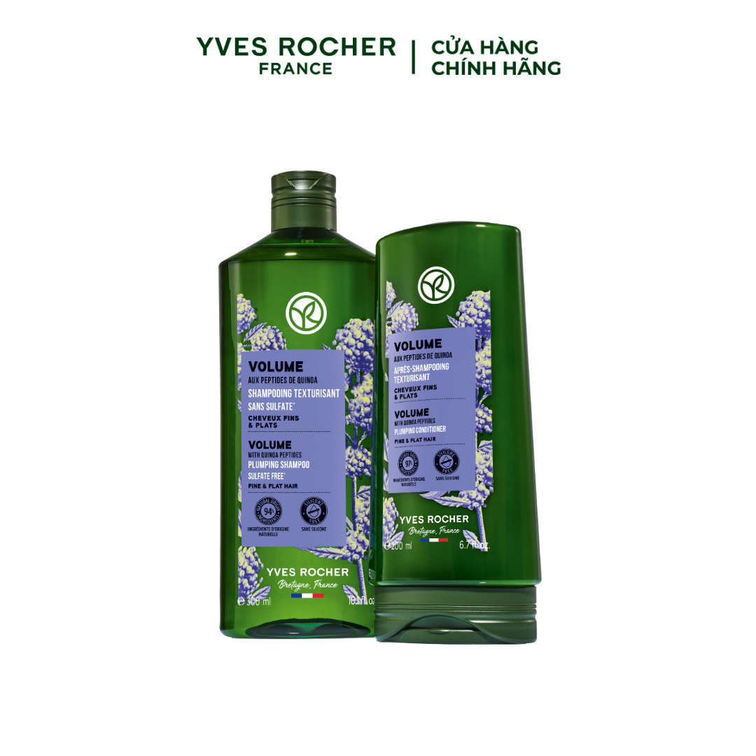 Combo Làm Phồng Tóc Yves Rocher Volume Plumping Shampoo Sulfate Free Bottle 500ml