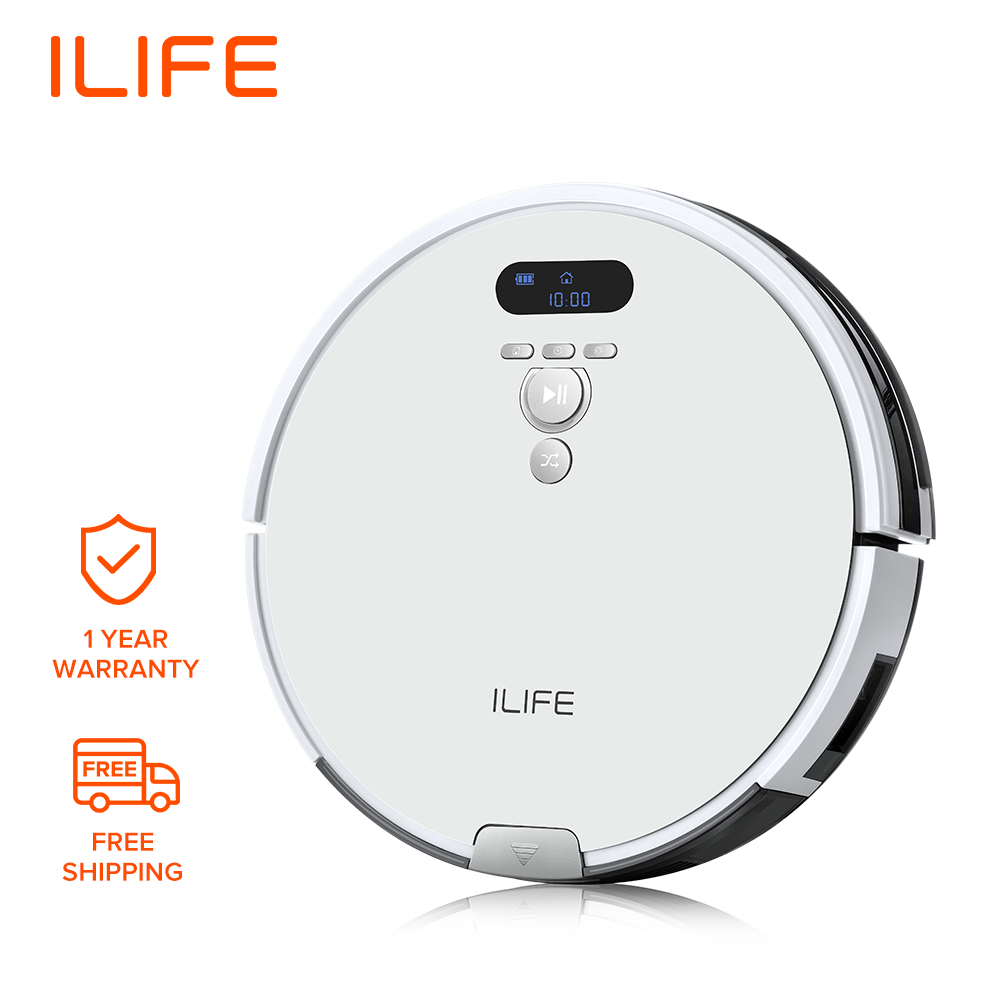 ILIFE V8 Plus Robot Vacuum Cleaner Vacuum And Mop Planned Cleaning 750ml  Large Dustbin The Suction Power Up 1000pa With Electrowall Virtual Wall  Multiple Cleaning Mode Sofa Clean Pets Hair for Home