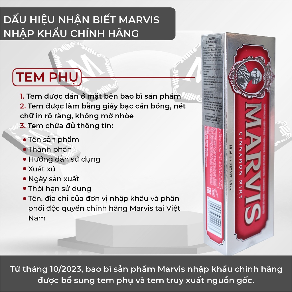 Kem đánh răng Marvis Toothpaste - Thơm miệng, Làm trắng răng 85ml-75ml.