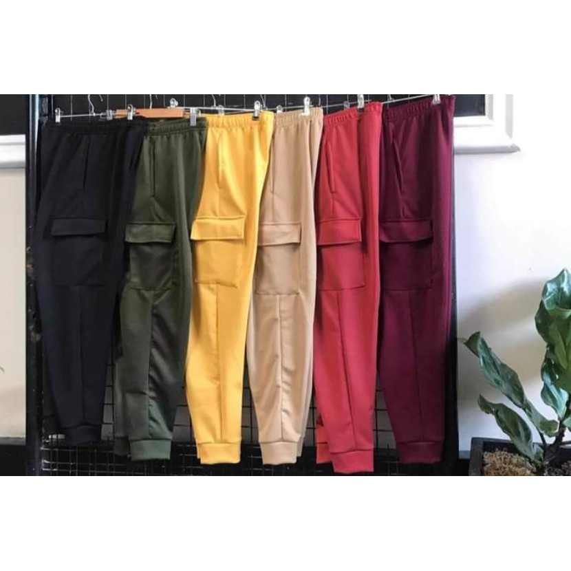 Cargo pants/side pocket checkered jogger pants for ladies