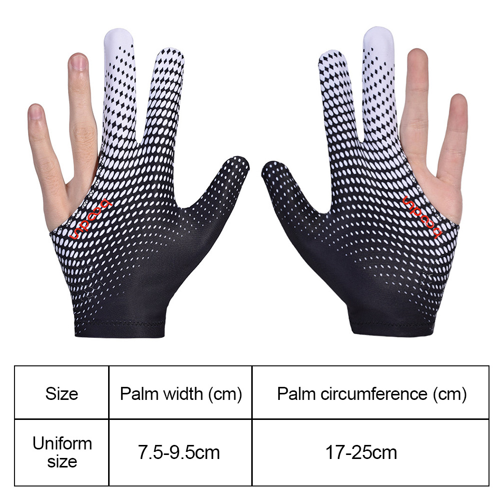 FG 1PC Professional Three-Finger Billiard Gloves Lycra Breathable High Elastic Non-Slip Gradient Sports Gloves Billiard Supplies. 