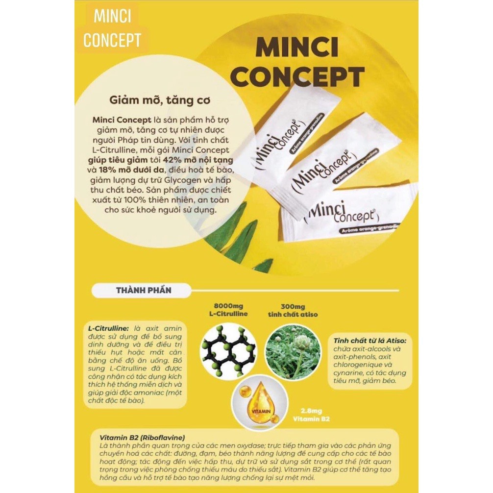 [GIẢM 5% ĐƠN 129K]Giảm cân Minci Concept Pháp (Hộp 30 gói)