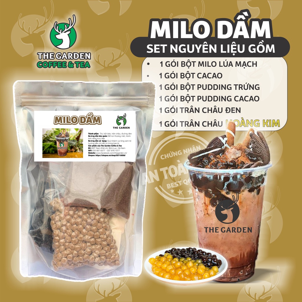 Set Milo Dầm Trân Châu Pudding Trứng Pudding Socola THE GARDEN