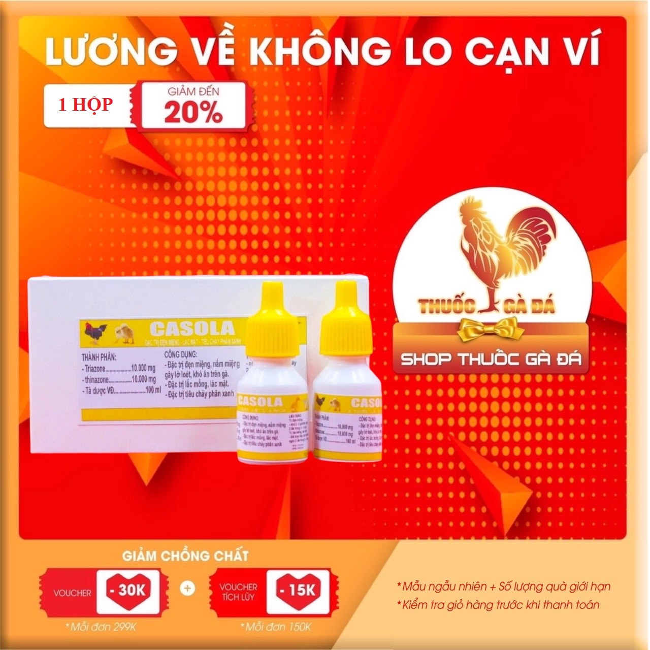 CASOLA trị đẹn, nấm, nấm phổi cho gà đá