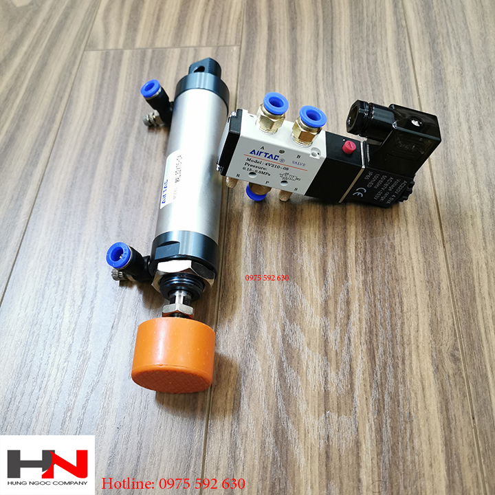 Combo bộ xi lanh và van điện từ kẹp phôi nhôm