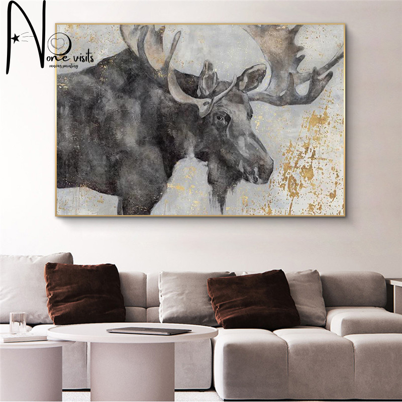 Creative animal moose mural poster canvas wall art picture home decoration painting living room bedroom decoration poster printing canvas mural 0720D1
