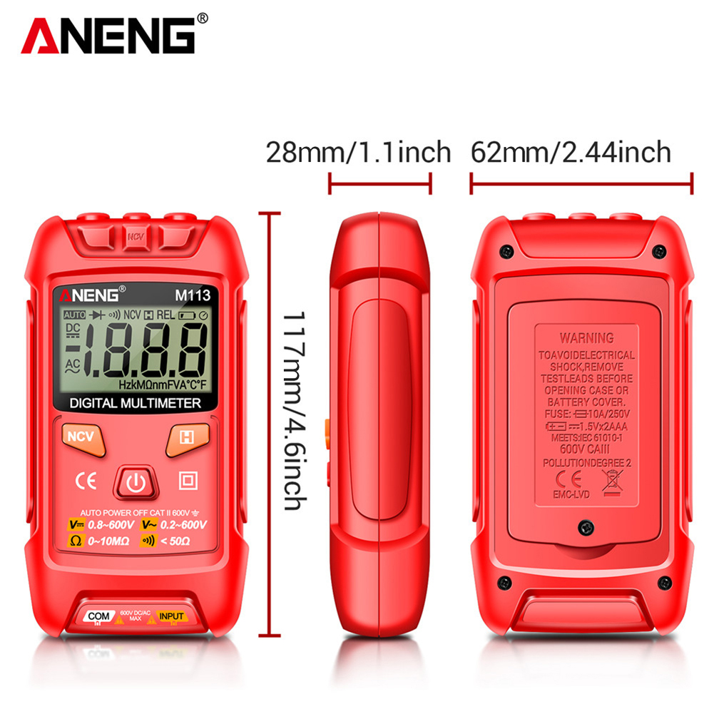 Máy đo vạn năng kĩ thuật số Mini Tester AC/DC Đồng hồ đo dòng điện điện áp LCD Điện áp kháng Meter với NCV 1999counts tự động điều chỉnh phạm vi