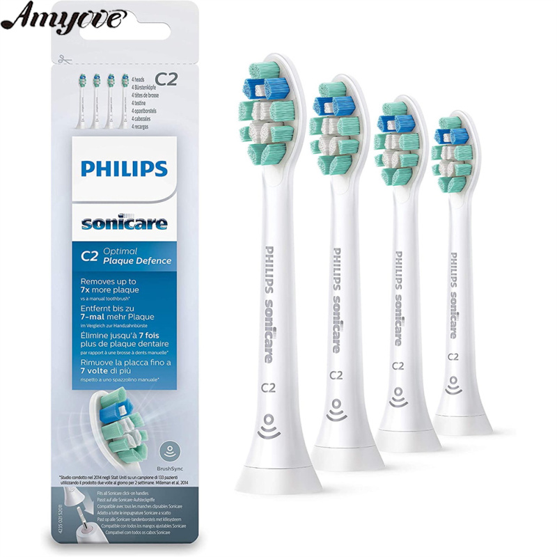 4pcs Philips Sonicare C2 Optimized Plaque Control Hx9023/65 Replacement Brush Head C2
