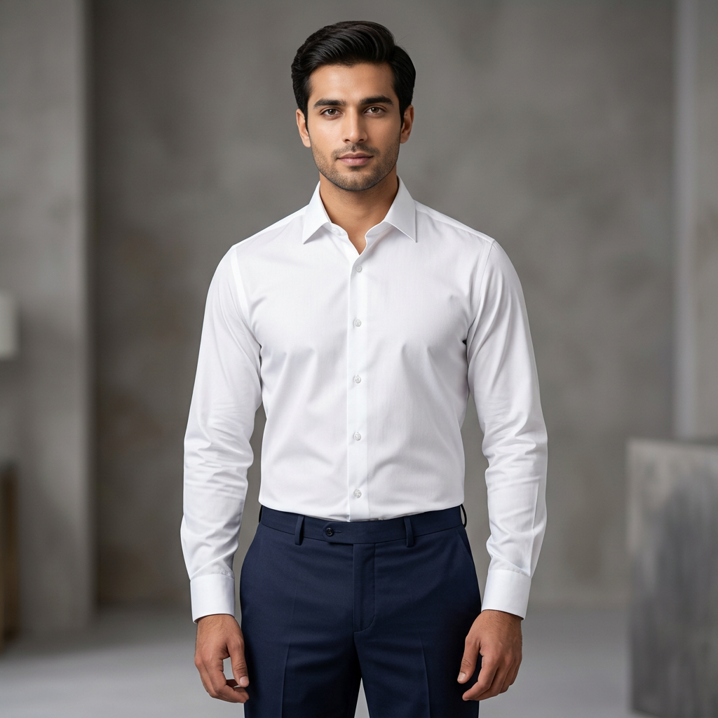 White Long Sleeve Premium Cotton Casual Shirt For Men