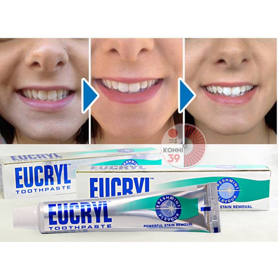 Kem đánh răng bạc hà tẩy trắng răng Eucryl Toothpaste 62g - Konni39
