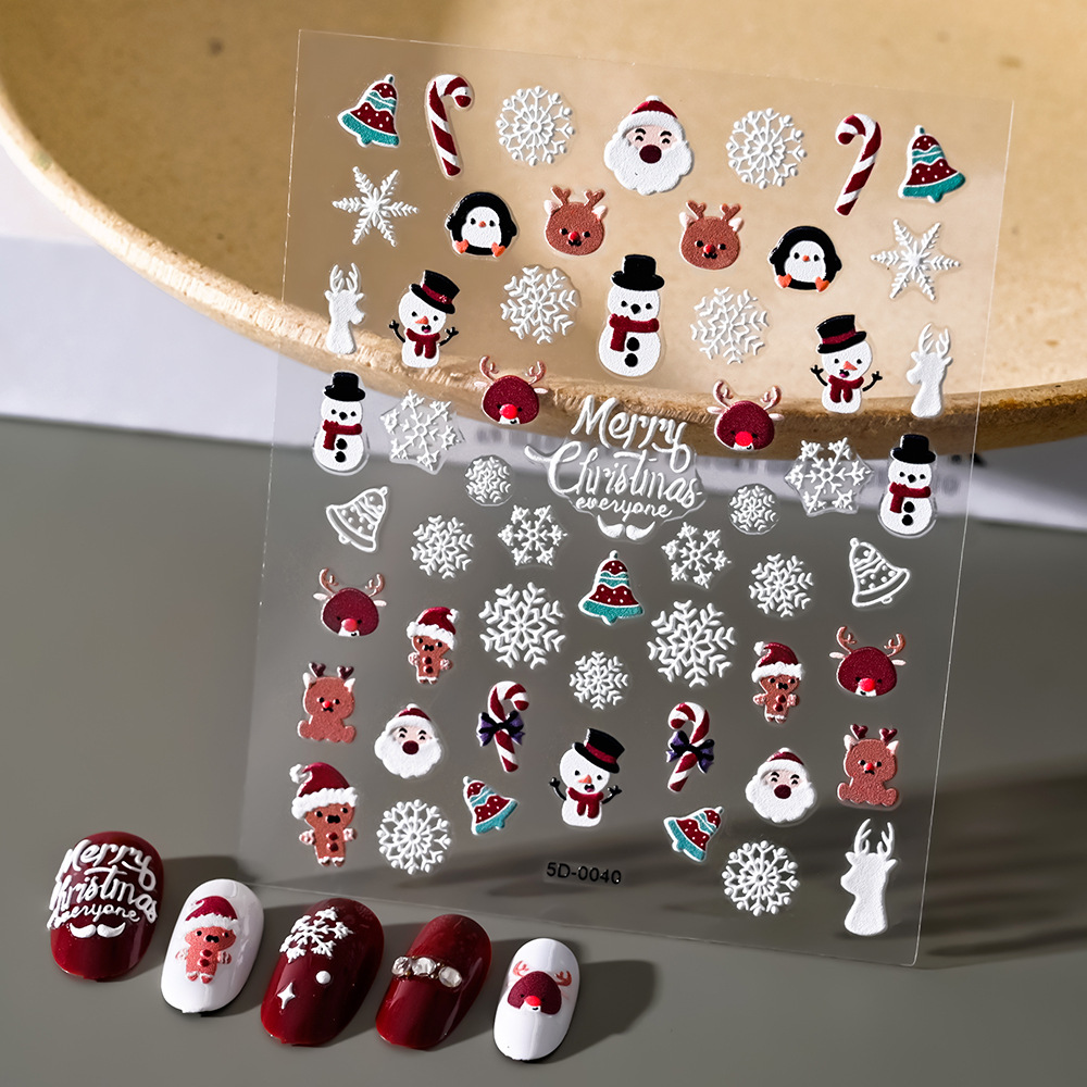 Sticker Nail 5D Lụa Nổi | Giáng Sinh Noel 2024 | Hình Dán Móng Tay