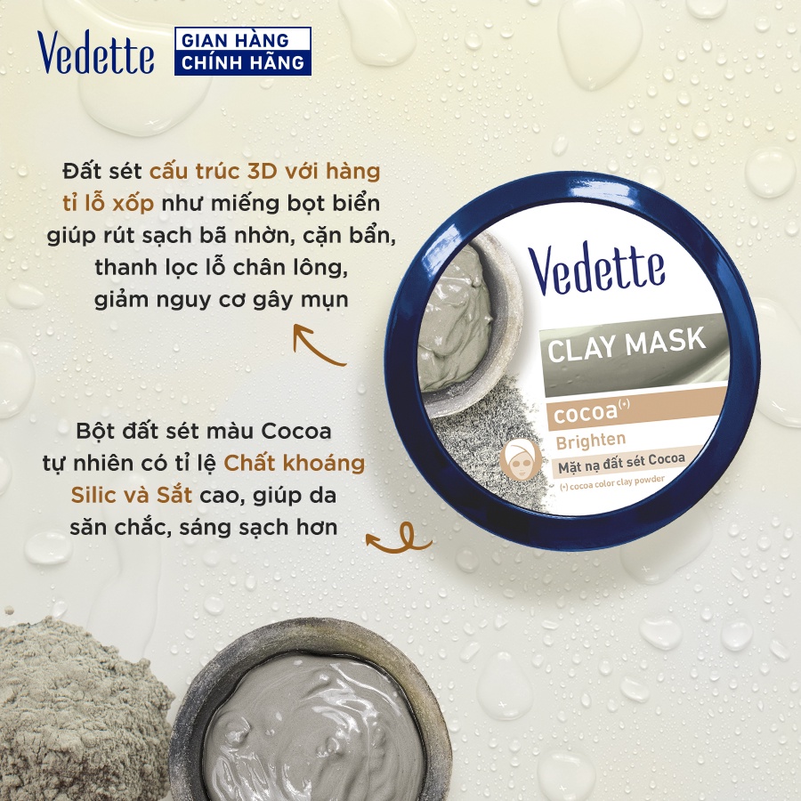 Mặt nạ đất sét Vedette Bùn Non (Cocoa) 145g MNDS-BN-HH0145