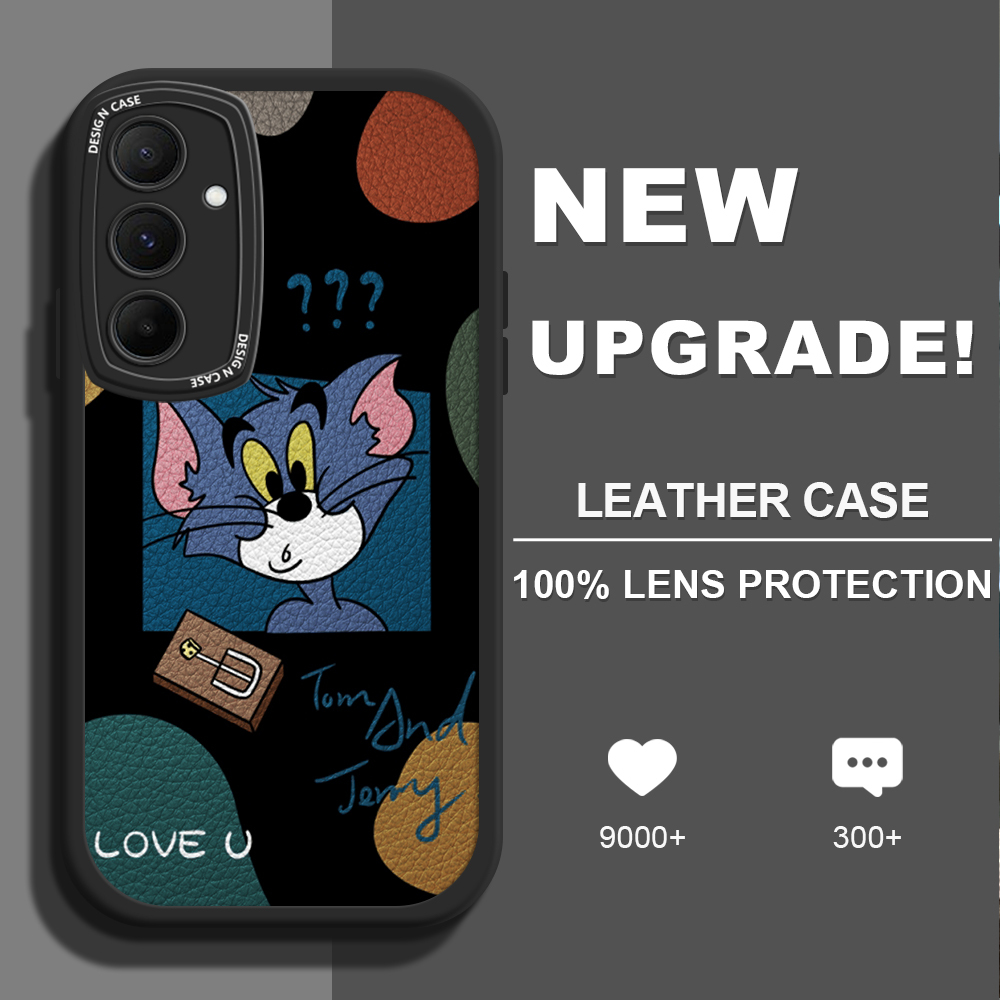FINDWORLD%20for%20Samsung%20A35%205G%20A55%205G%20Back%20Cover%20Cartoon%20Tom%20Lambskin%20Texture%20Soft%20Silicone%20PU%20Leather%20Phone%20Case%20-%20Image%202