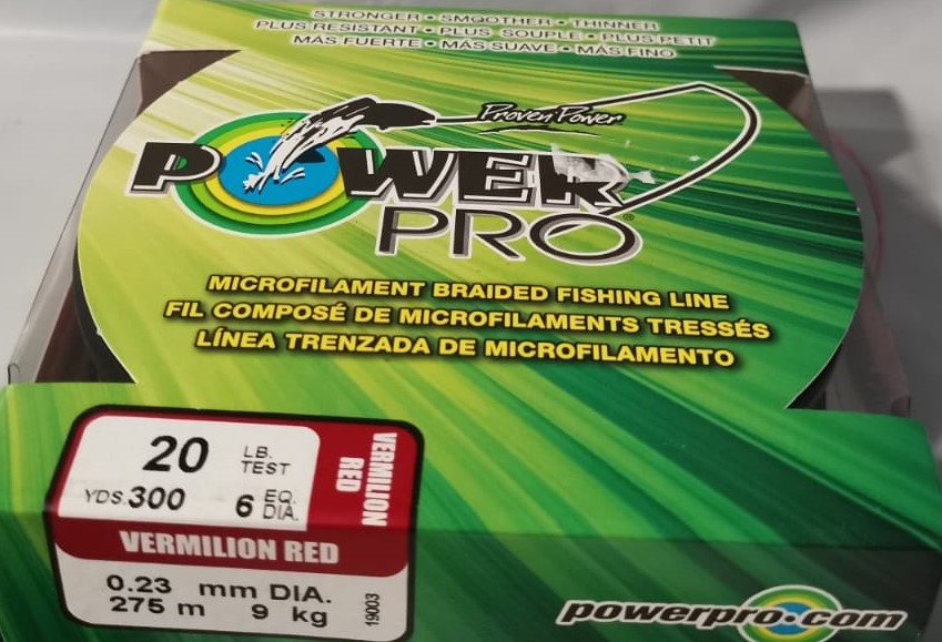 PowerPro Microfilament Braided Fishing Line; 20lb test 300yds 6 Eq Dia  0.23mm Dia 275m 9 kg