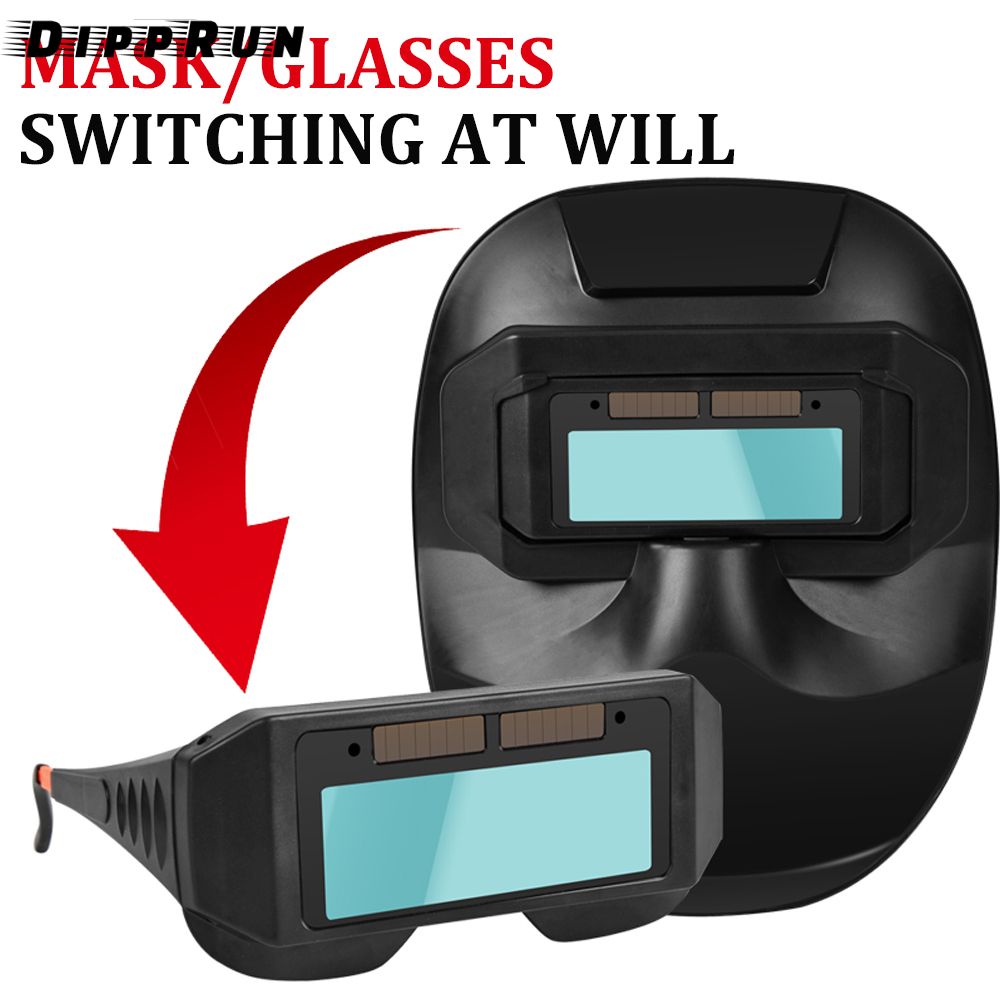 DIPPRUN Light-changing glasses, welding mask, fully automatic light-changing protective mask, anti-grill face protection, welding mask, head-mounted welding helmet