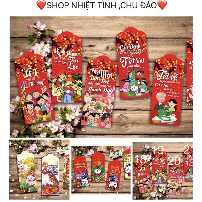Túi 10 chiếc lixi mẫu mới (ĐẸP- ĐỘC-LẠ) 2023
