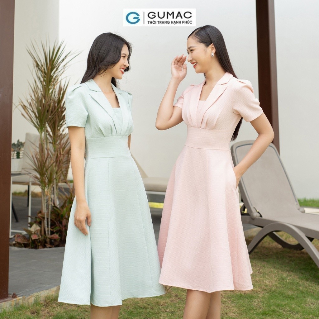 Đầm nữ xòe cổ danton thời trang GUMAC DD07041