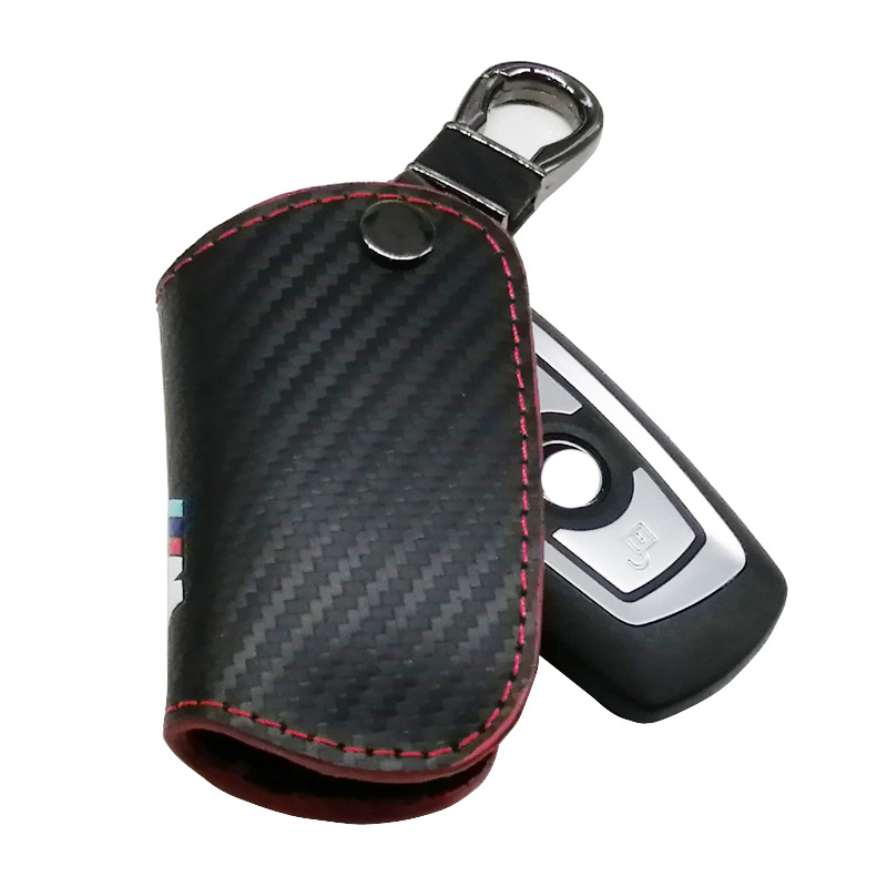 Leather car key case for bmw 525 325 320 e60 e70 e71 e82 e90 e92 e87 z4 x1 x5 x6 new 7 series carbon fiber pattern remote contro key cover holder shell