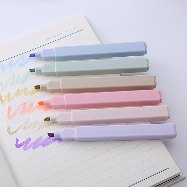 Hộp 6 Bút highlight bút đánh dấu bút dạ quang màu pastel siêu xinh xắn, đáng yêu cao cấp