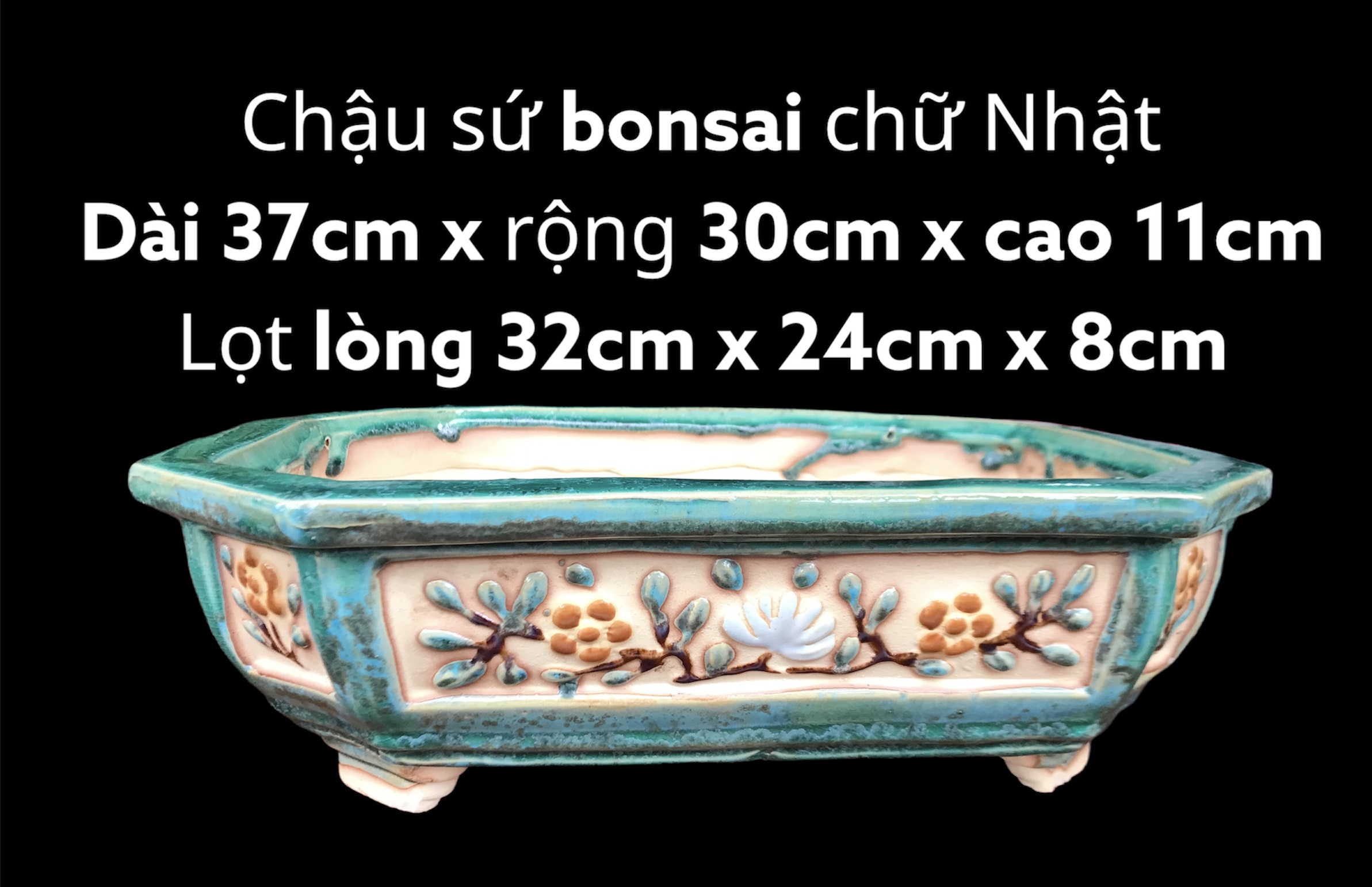 Chậu sứ giả cổ hình chữ nhật size 1