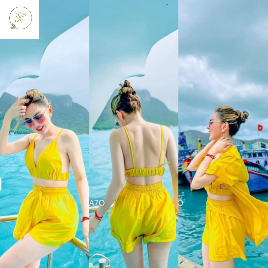 Sét đũi áo bra áo sơ mi quần short Hvy