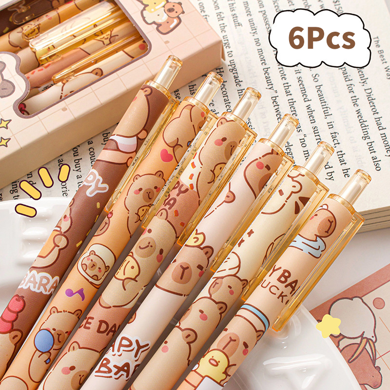 6Pcs%20Kawaii%20Capybara%20Gel%20Pen%20Set%20Black%20Blue%20Ink%20Quickly-Drying%20Cute%20Press%20Gel%20Pens%20Aesthetic%20Stationery%20School%20Office%20Supplies%20JINBING%20-%20Image%205