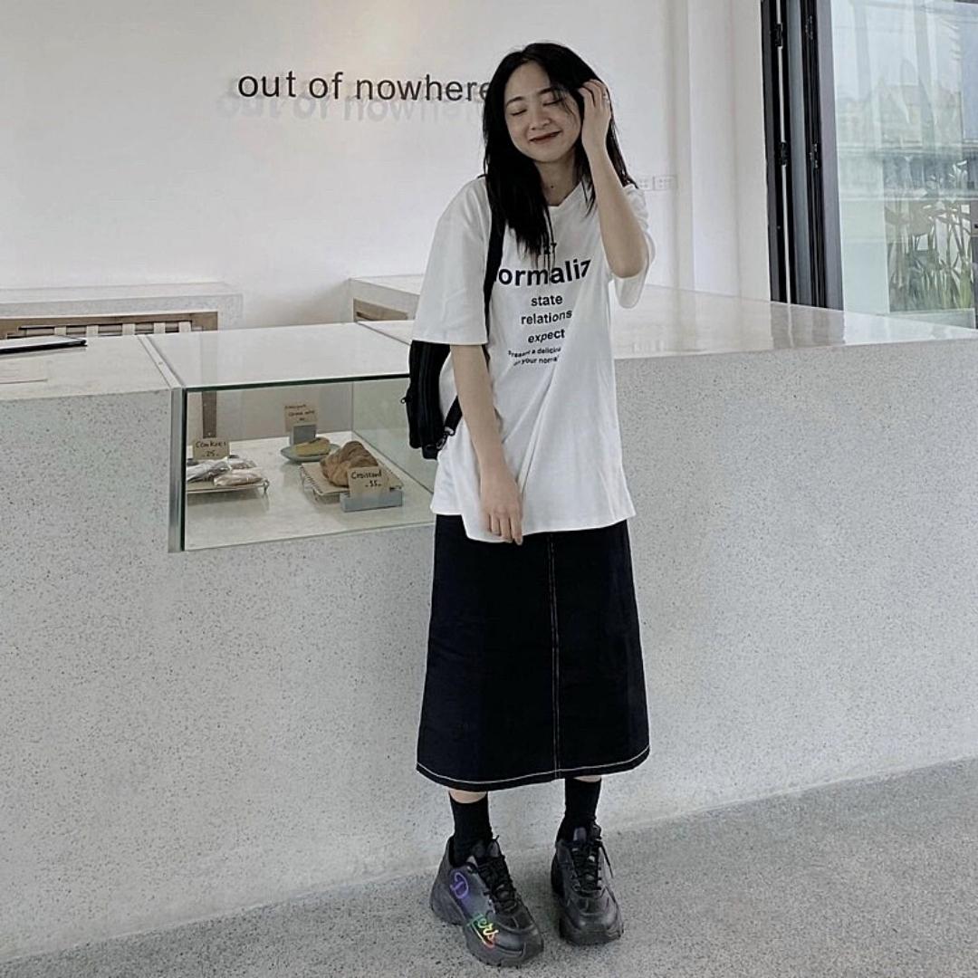 Hàng Quảng Châu] MS1081 Chân váy bò xẻ tà dáng dài, chân váy denim | Phu  Linh - Fashion & More