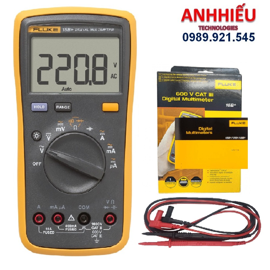 [chính hãng] Đồng hồ vạn năng FLUKE 15B+ Dây Taiwan