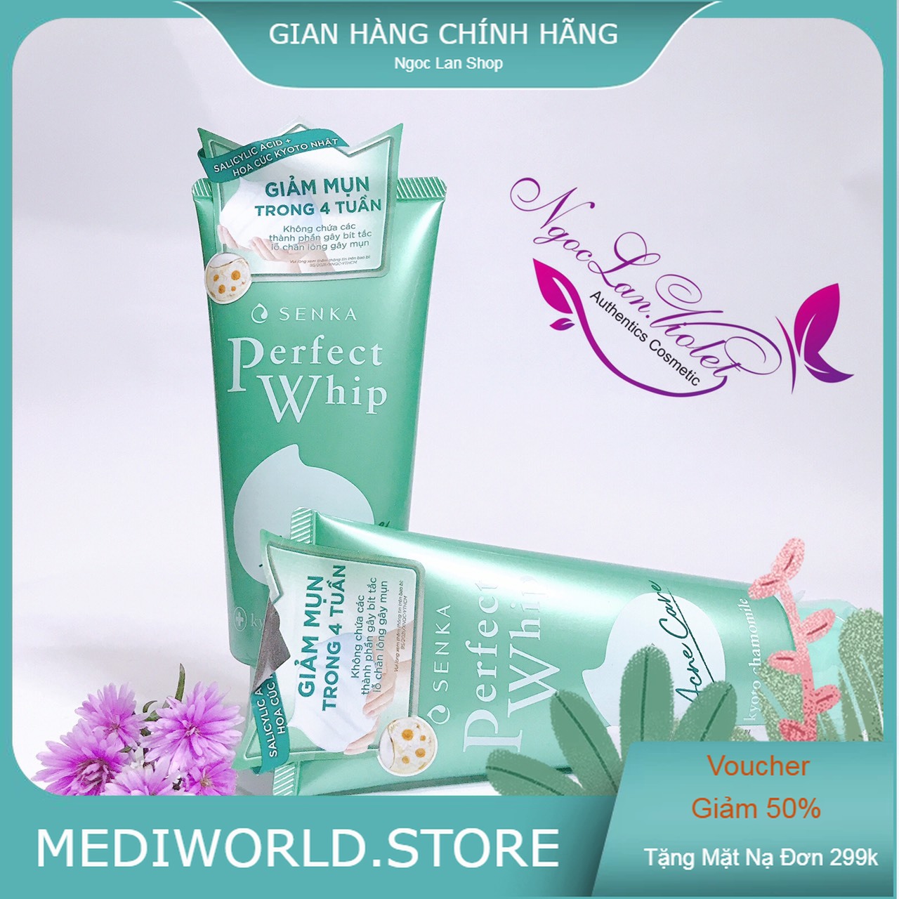 01 Sữa Rửa Mặt Dành Cho Da Mụn Senka Perfect Whip Acne Care 100g Nhật Bản