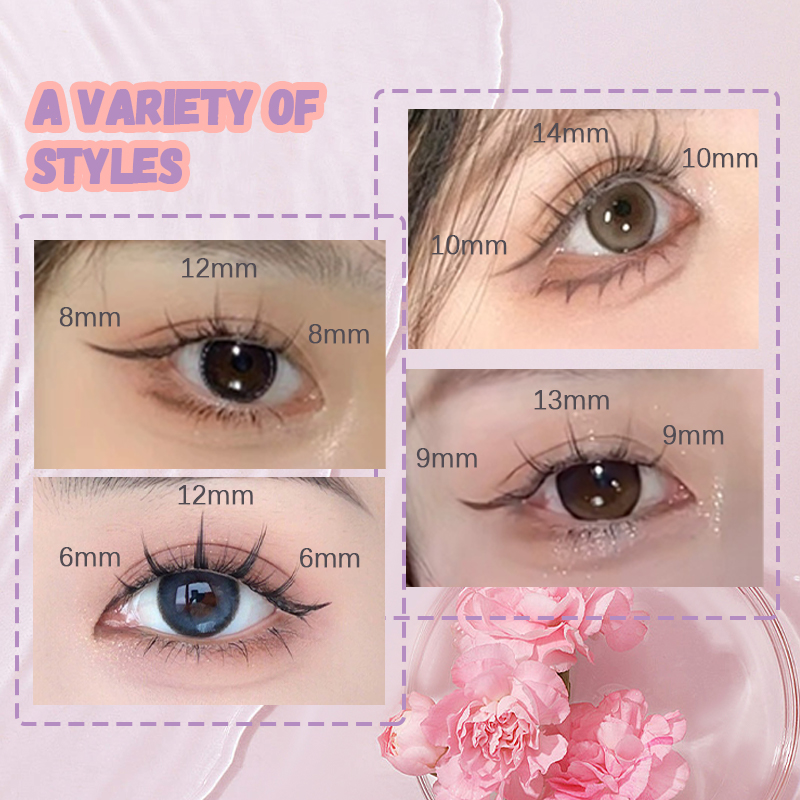 Derf 20 cặp sợi tự nhiên chia lông mi giả với tái sử dụng Lông mi giả 12-14mm