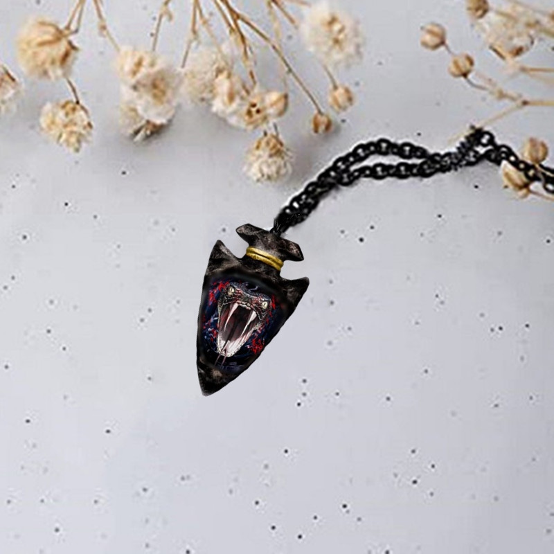 temu new creative python maniac python head triangle spearhead pendant hip-hop trendy men's necklace.