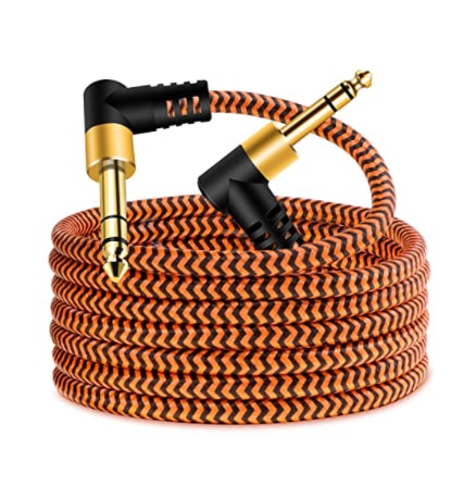 6.35Mm Stereo Audio Balanced Trs 1/4 Angled To Angled Speaker Amplifier Cable For Guitar Keyboard Dual Channel Cable