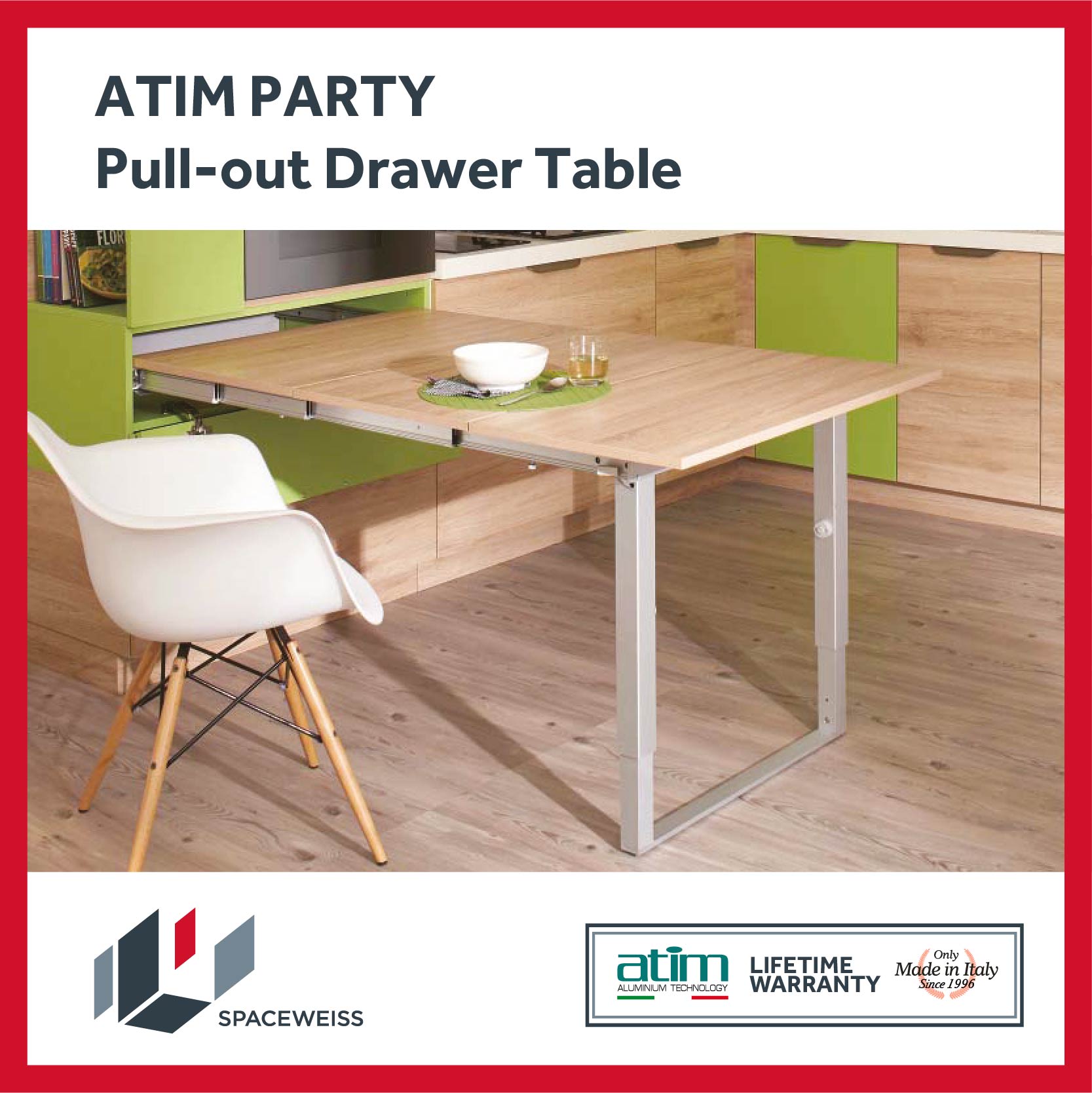 ATIM Party, Pullout Drawer Table with Double Telescopic Folding Leg (Mechanism Only) Lazada