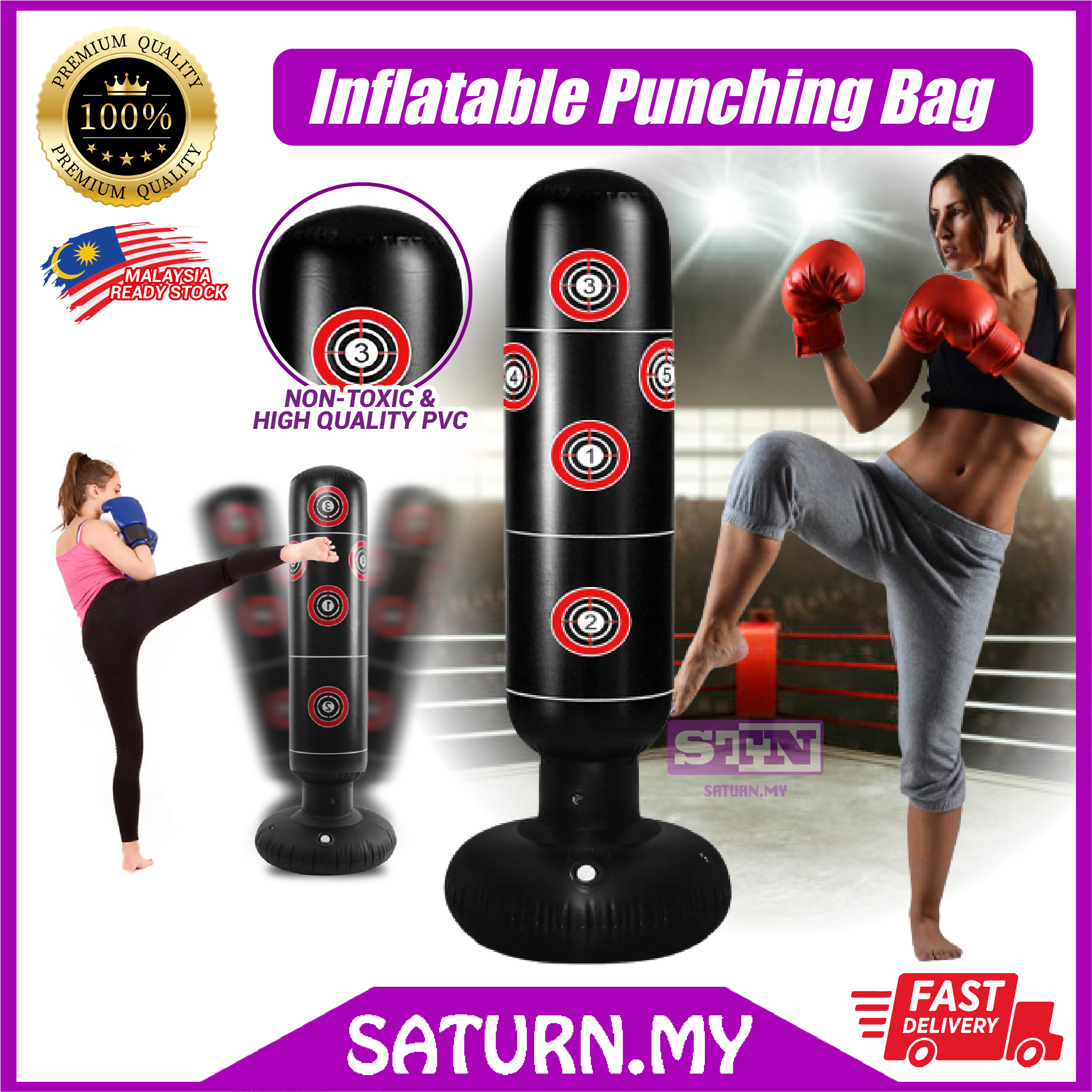 STN】Boxing Punching Bag Set Stand MMA Standing Inflatable Sandbag Muay Thai  Kick Equipment Kids Sand Beg Training 泰拳拳击沙包 | Lazada