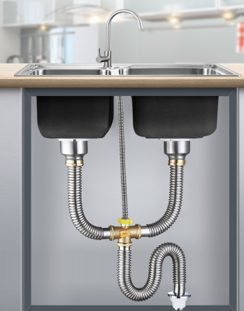 [HOT] Bộ xả chậu rửa chén đôi Inox 304 không gỉ (có xả tràn)