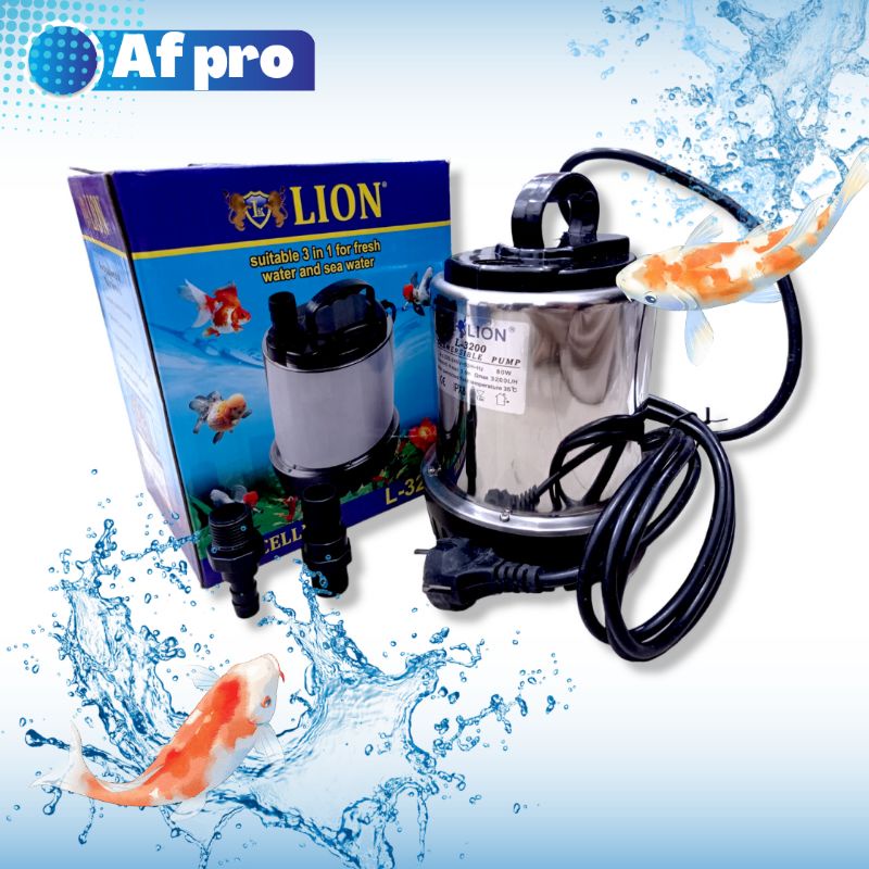 Pompa kolam air mancur merk LION 3200 Submersible Pump model Termos