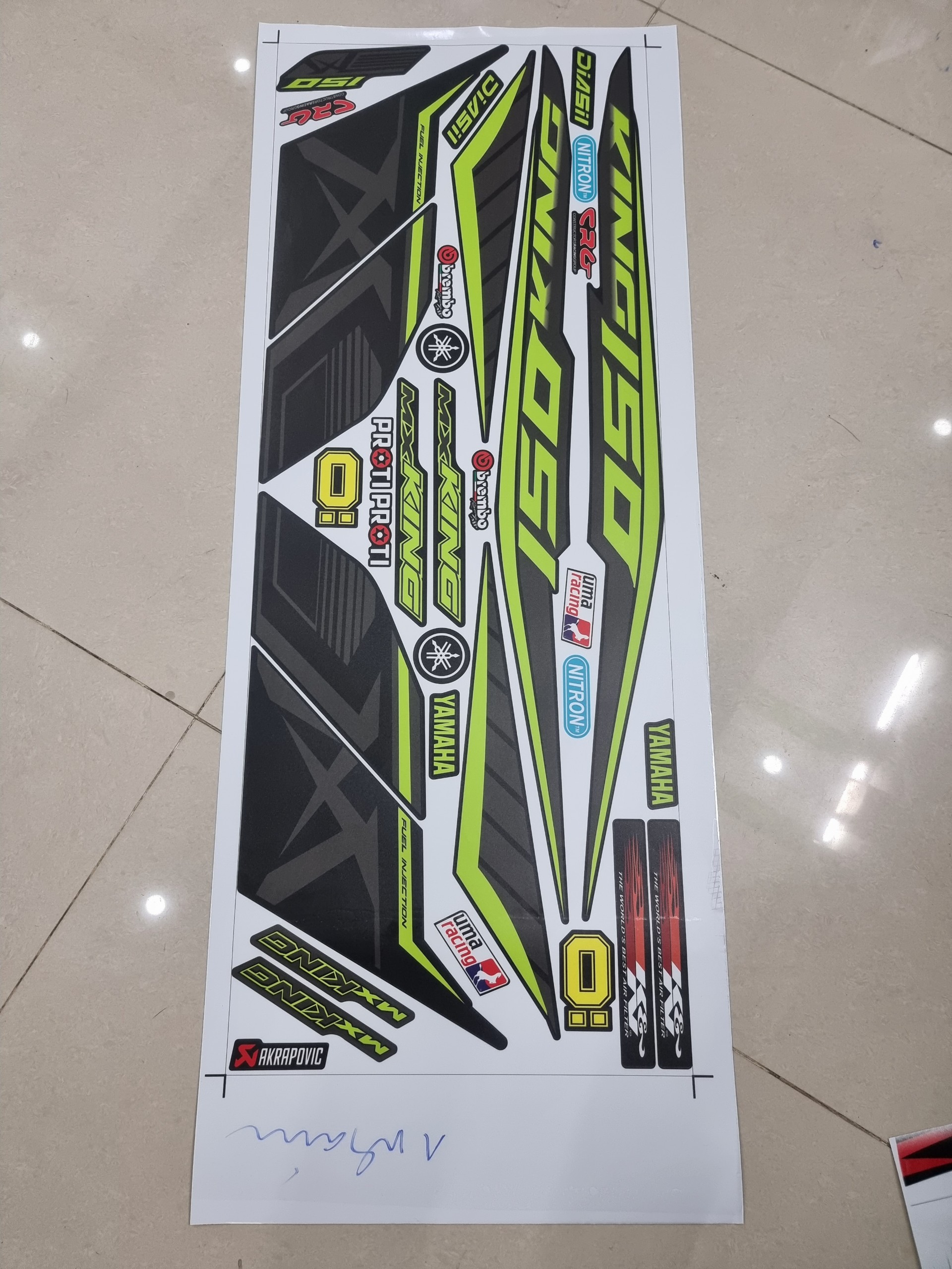 Tem exciter 150 mxking xanh mạ xám đen nhám